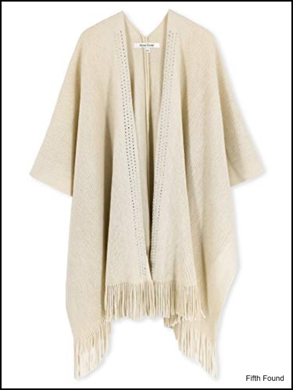 Plaid Poncho Wrap Open Front Shawl Cape Fringe Strass Acrylic Travel